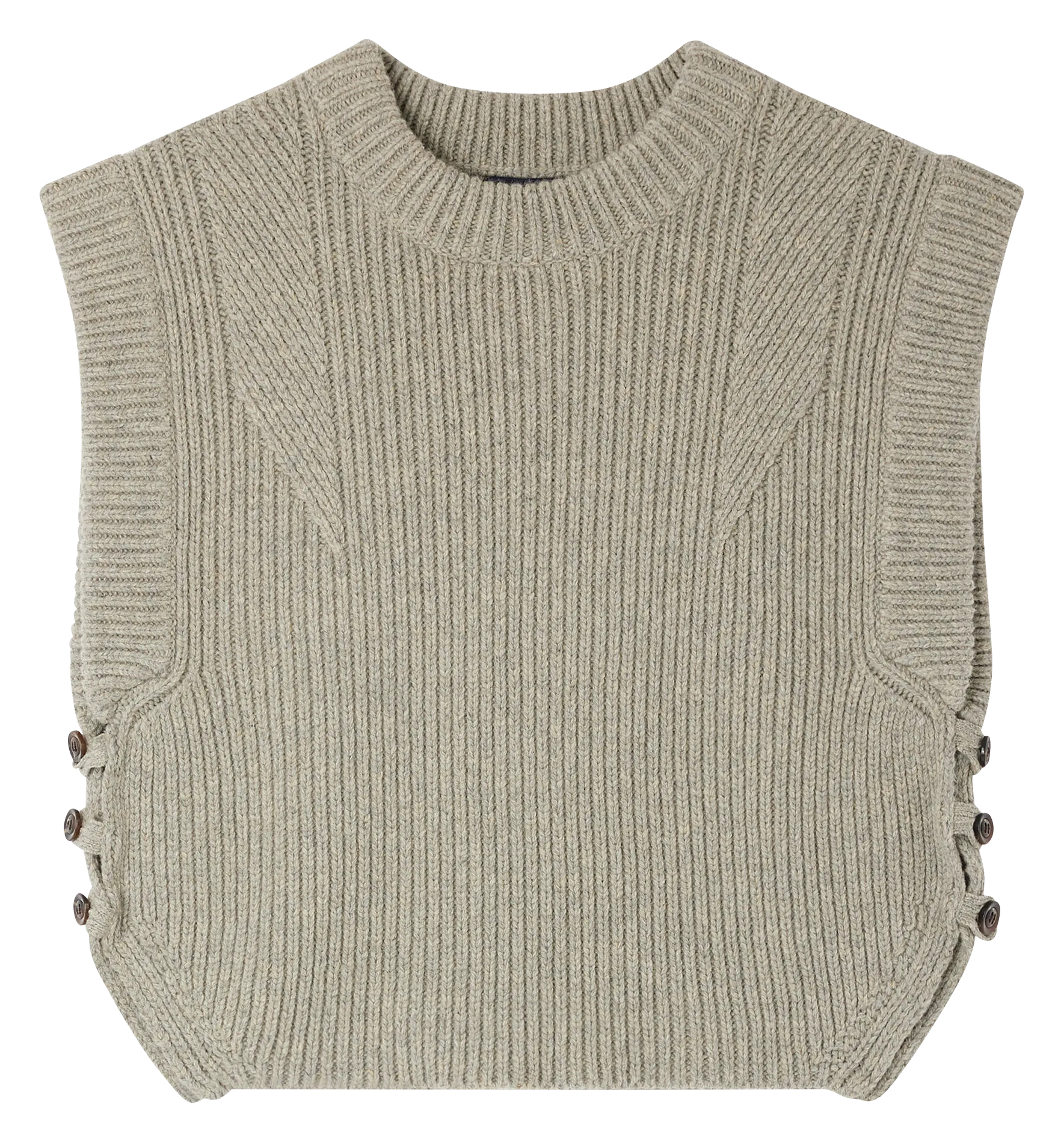 ALKY  JERSEY CORTO SIN MANGAS DE LANA CON CUELLO REDONDO EN GRIS