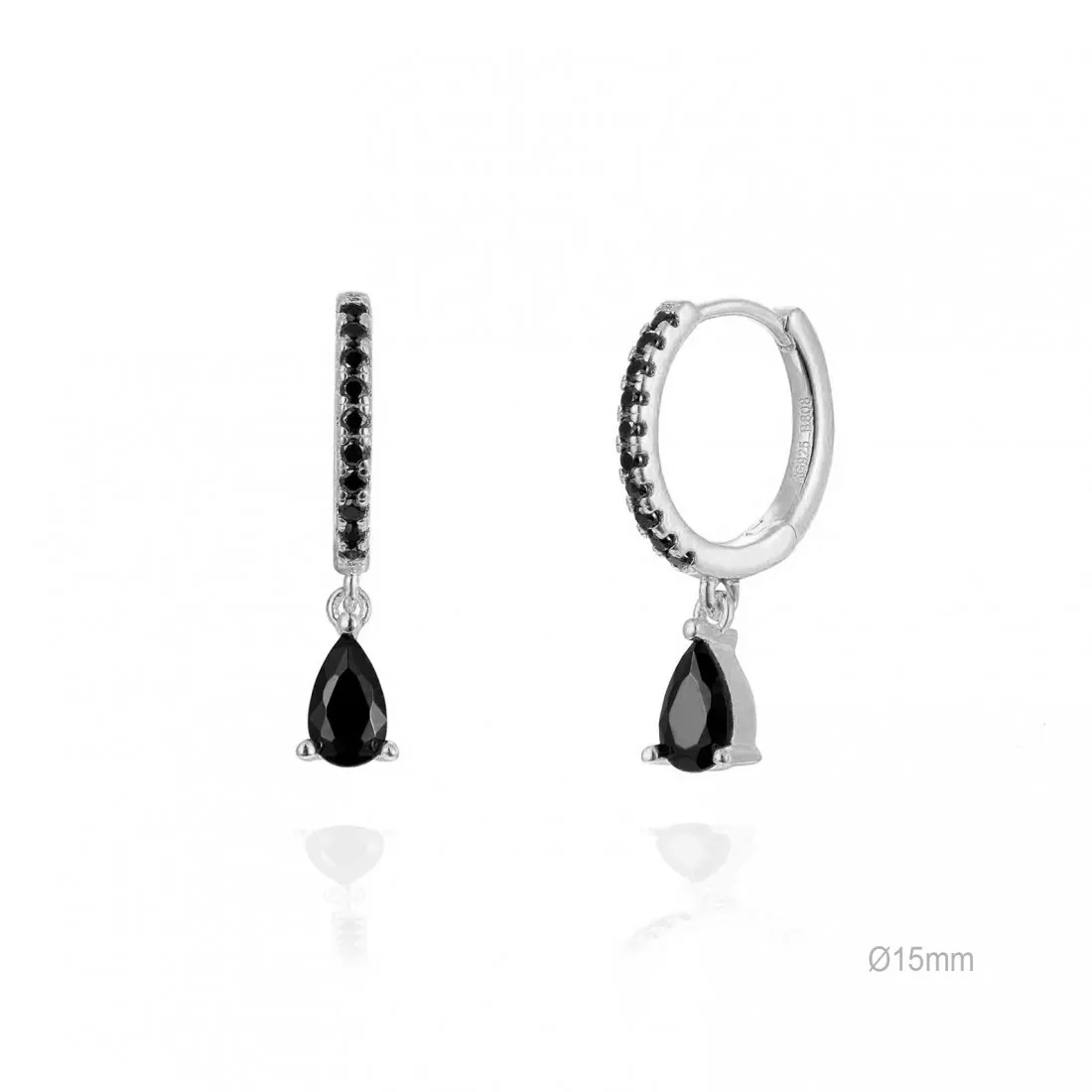 Aros Plata con Ónix y Circonitas Negras