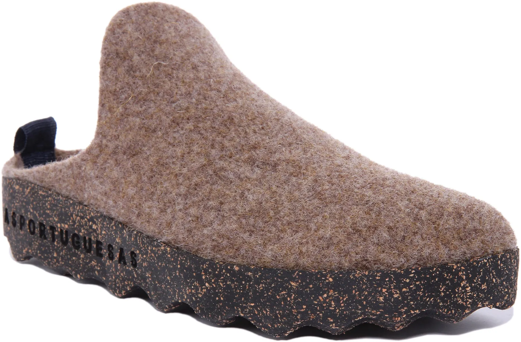 Asportuguesas Come Pantuflas de suela de corcho de goma para mujer en topo