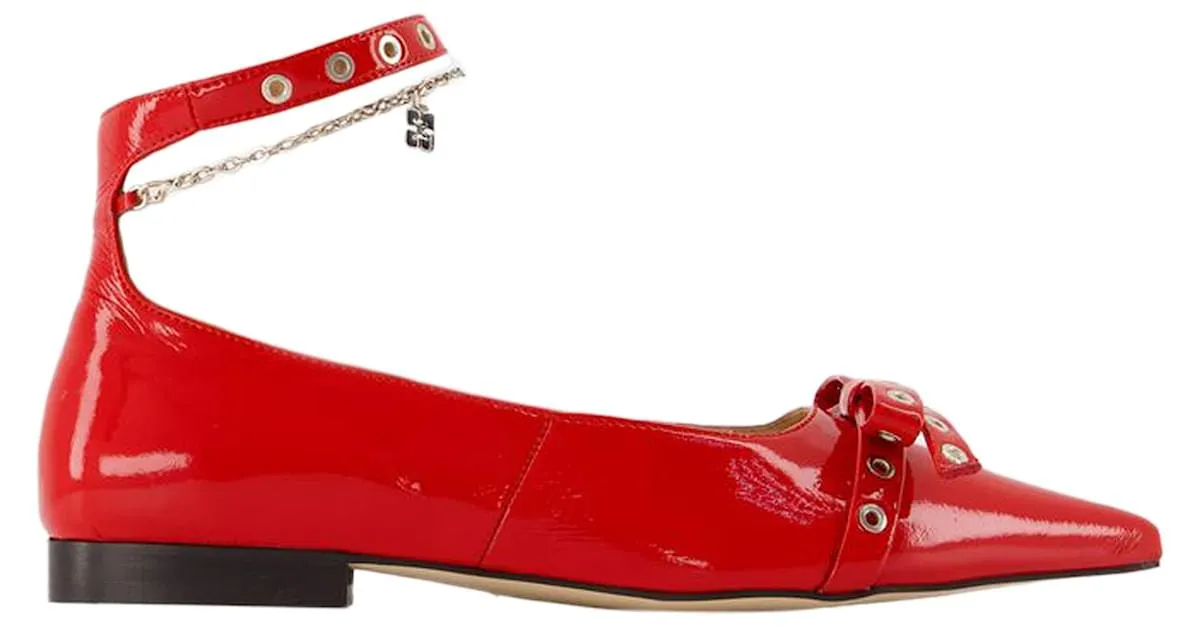 BAILARINAS JEWEL CON OJALES  GANNI  SINTéTICO  ROJO ROJA 