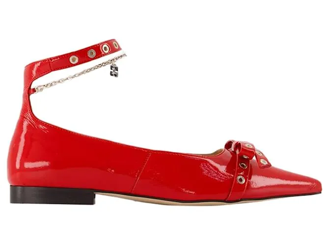 BAILARINAS JEWEL CON OJALES  GANNI  SINTéTICO  ROJO ROJA 