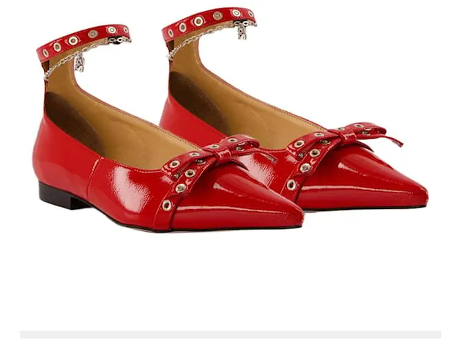 BAILARINAS JEWEL CON OJALES  GANNI  SINTéTICO  ROJO ROJA 
