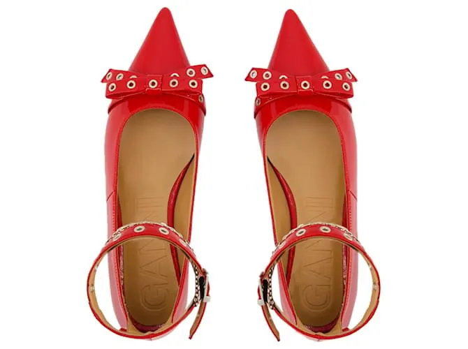 BAILARINAS JEWEL CON OJALES  GANNI  SINTéTICO  ROJO ROJA 