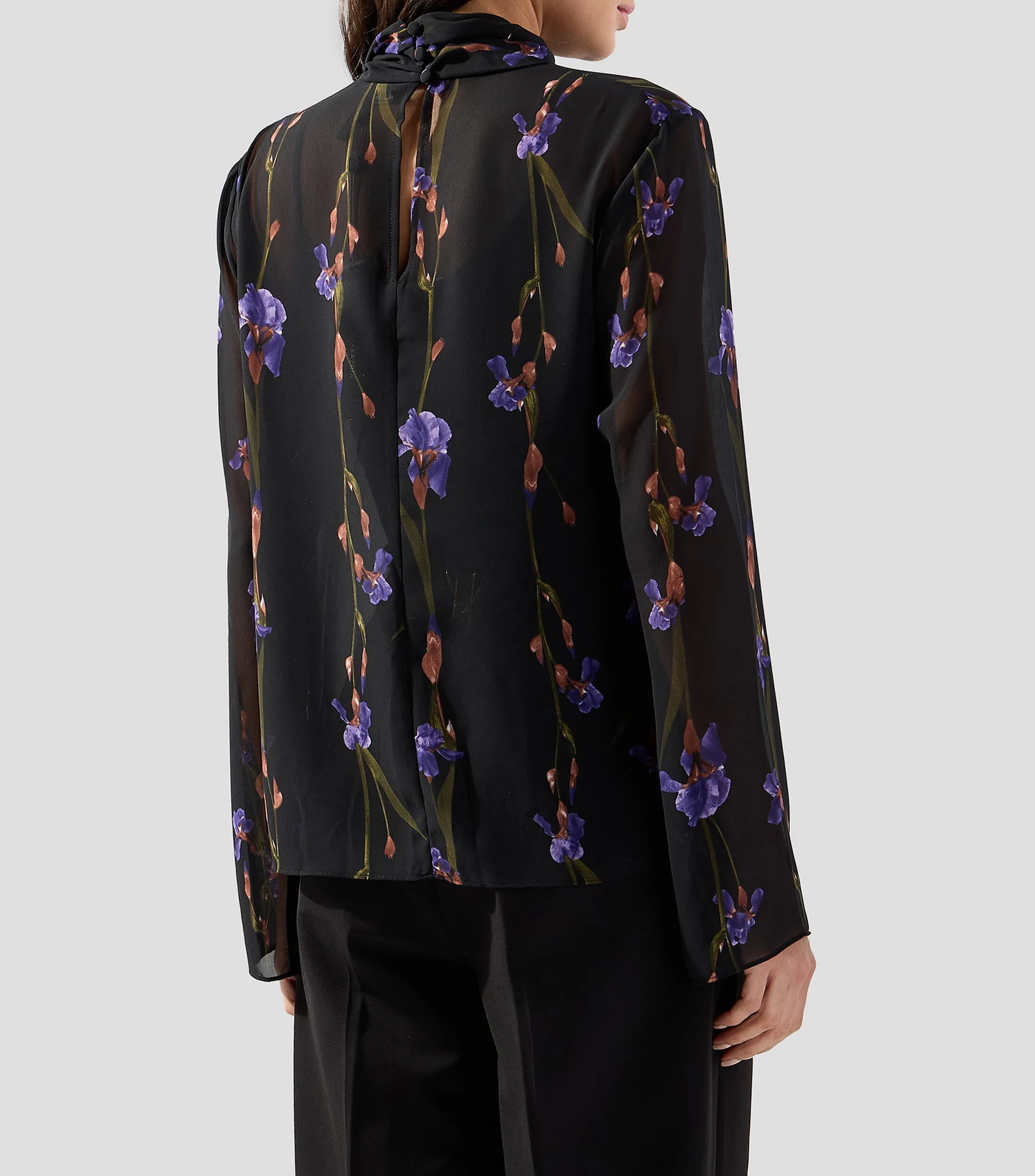 BCBGMAXAZRIA Blusa estampada de manga larga Mujer