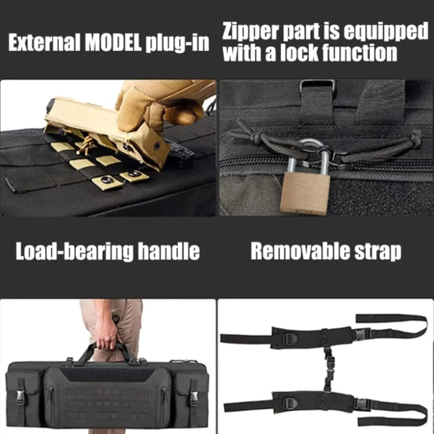 BomDog Funda para Rifle 36In Bolsa para Escopeta de Gran Capacidad  Funda Doble para Rifle de Airsoft/Nero