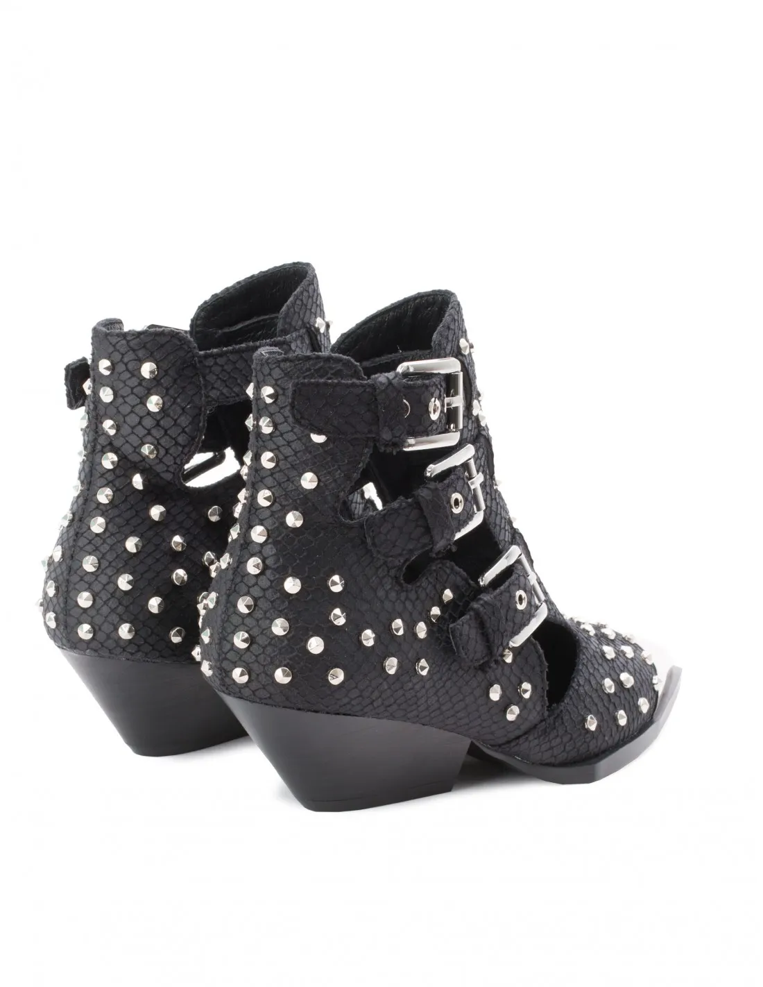 Botines Hebillas Tachuelas Punta Metálica