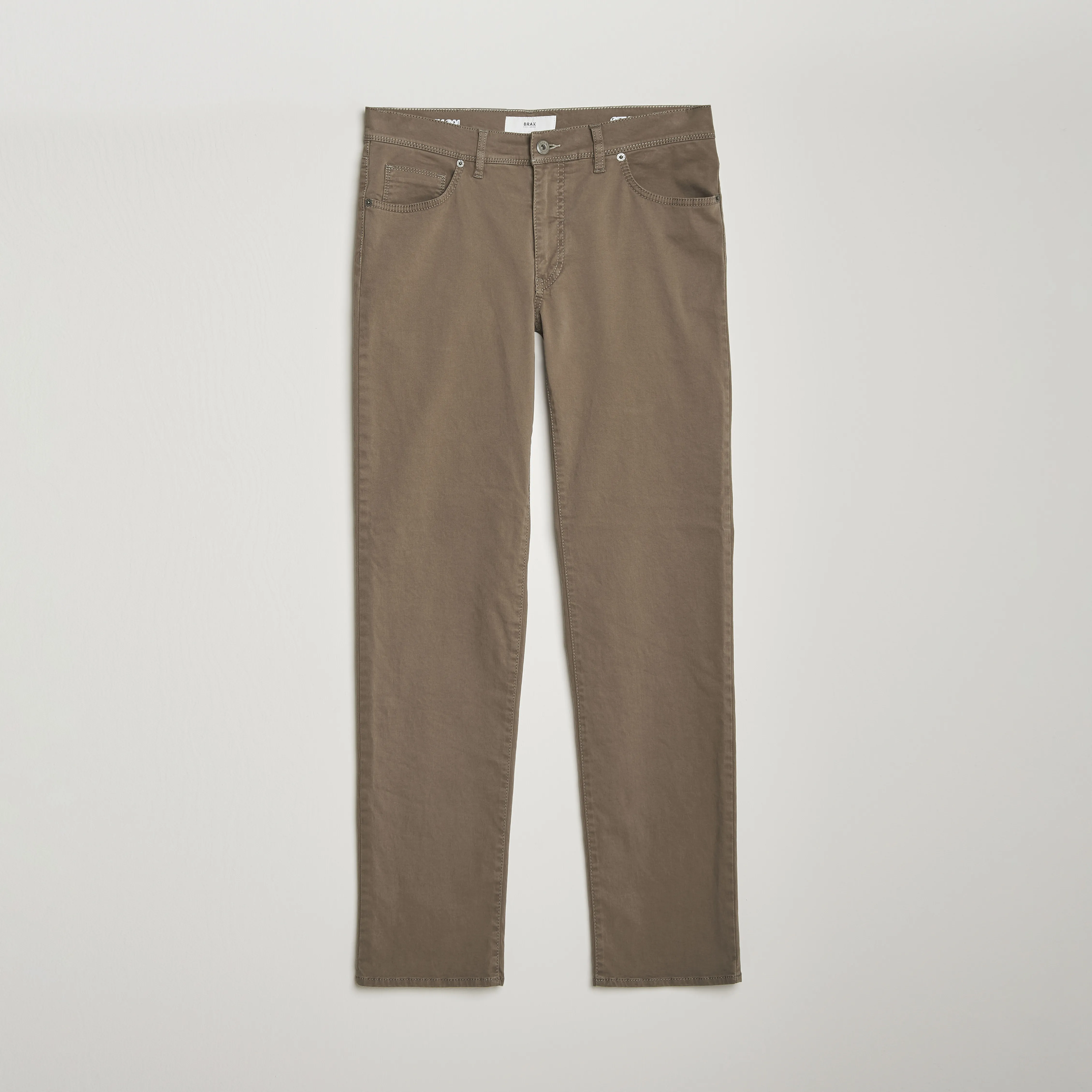 BRAX CADIZ COTTON SATIN 5POCKET PANTS KHAKI