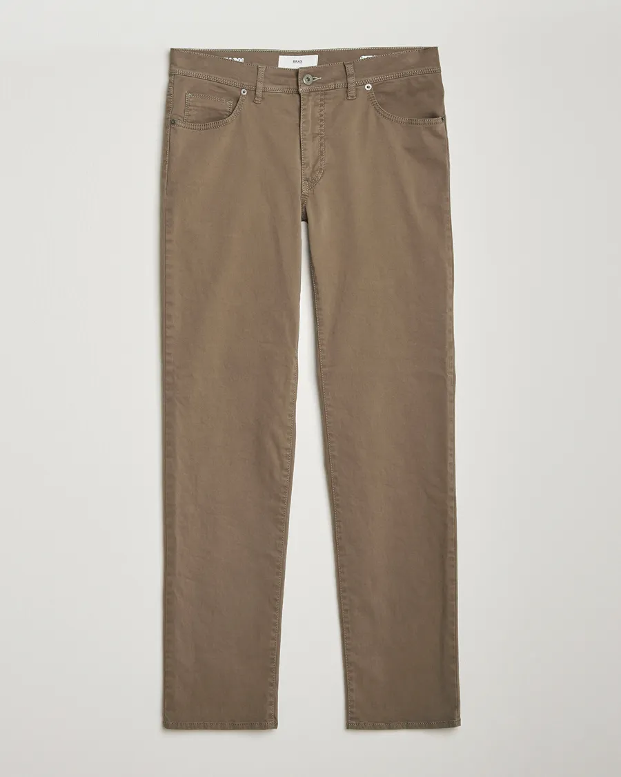 BRAX CADIZ COTTON SATIN 5POCKET PANTS KHAKI