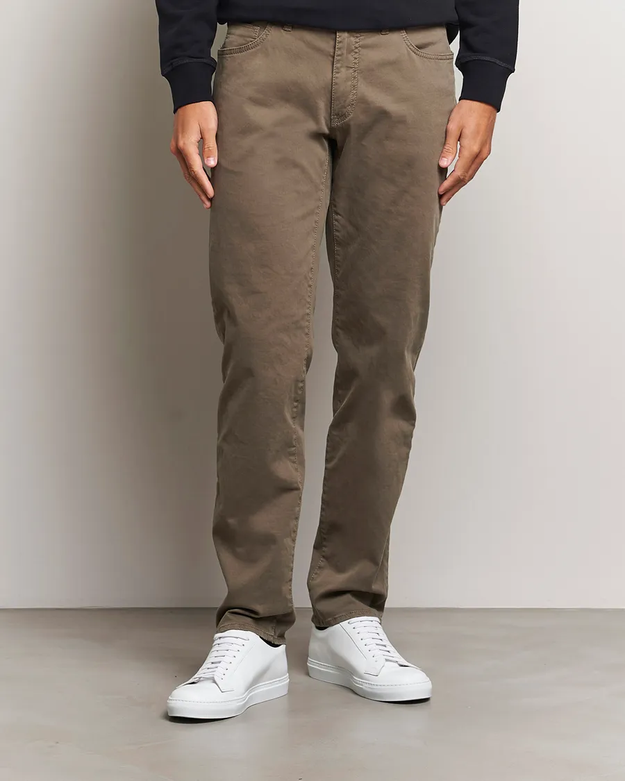 BRAX CADIZ COTTON SATIN 5POCKET PANTS KHAKI