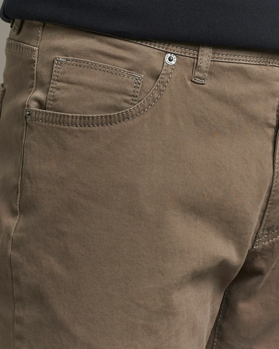 BRAX CADIZ COTTON SATIN 5POCKET PANTS KHAKI