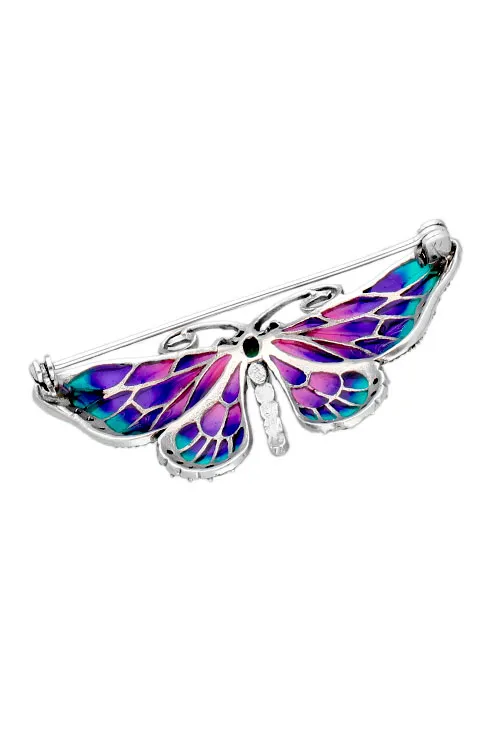 Broche de plata ley y esmaltes forma de mariposa