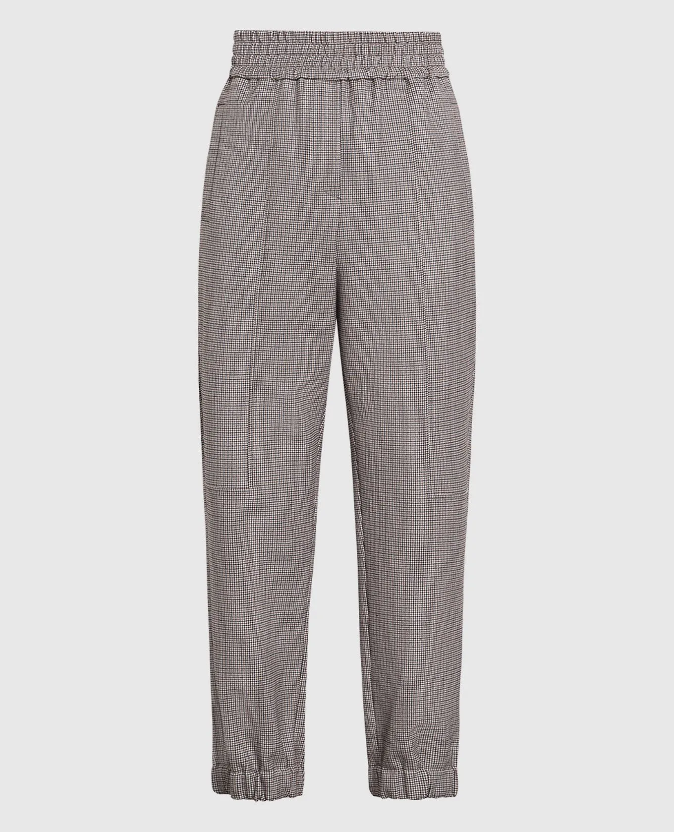 BRUNELLO CUCINELLI HOUNDSTOOTH JOGGERS IN WOOL WITH ECOBRASS