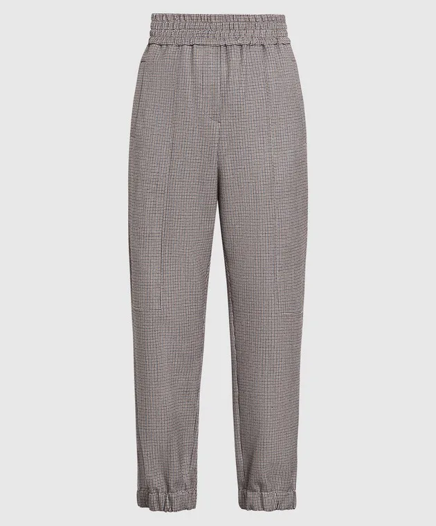 BRUNELLO CUCINELLI HOUNDSTOOTH JOGGERS IN WOOL WITH ECOBRASS