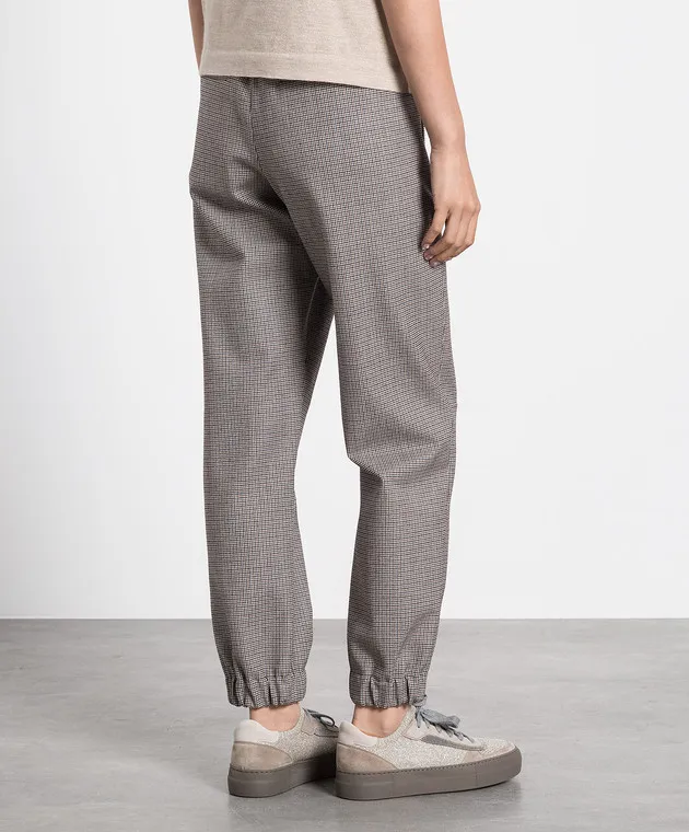 BRUNELLO CUCINELLI HOUNDSTOOTH JOGGERS IN WOOL WITH ECOBRASS