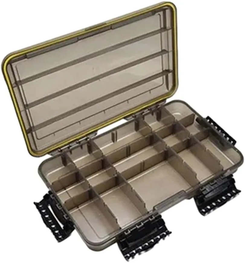 Caja de aparejos de pesca impermeable con múltiples compartimentos  ideal para organizar tus accesorios de pesca (tamaño mediano