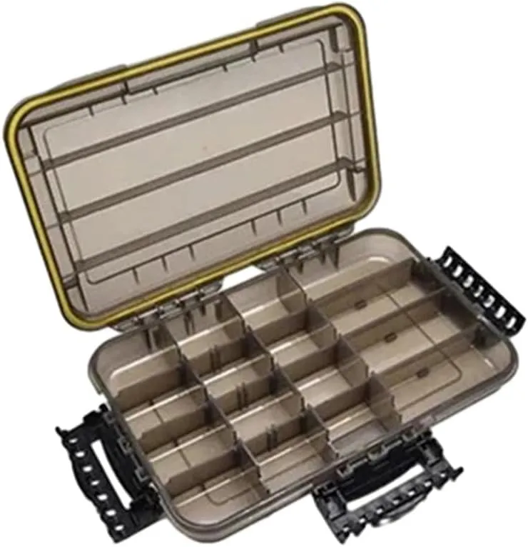Caja de aparejos de pesca impermeable con múltiples compartimentos  ideal para organizar tus accesorios de pesca (tamaño mediano