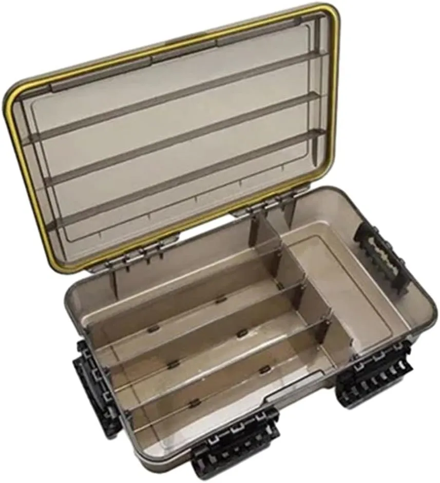 Caja de aparejos de pesca impermeable con múltiples compartimentos  ideal para organizar tus accesorios de pesca (tamaño mediano