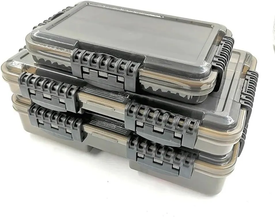 Caja de aparejos de pesca impermeable con múltiples compartimentos  ideal para organizar tus accesorios de pesca (tamaño mediano