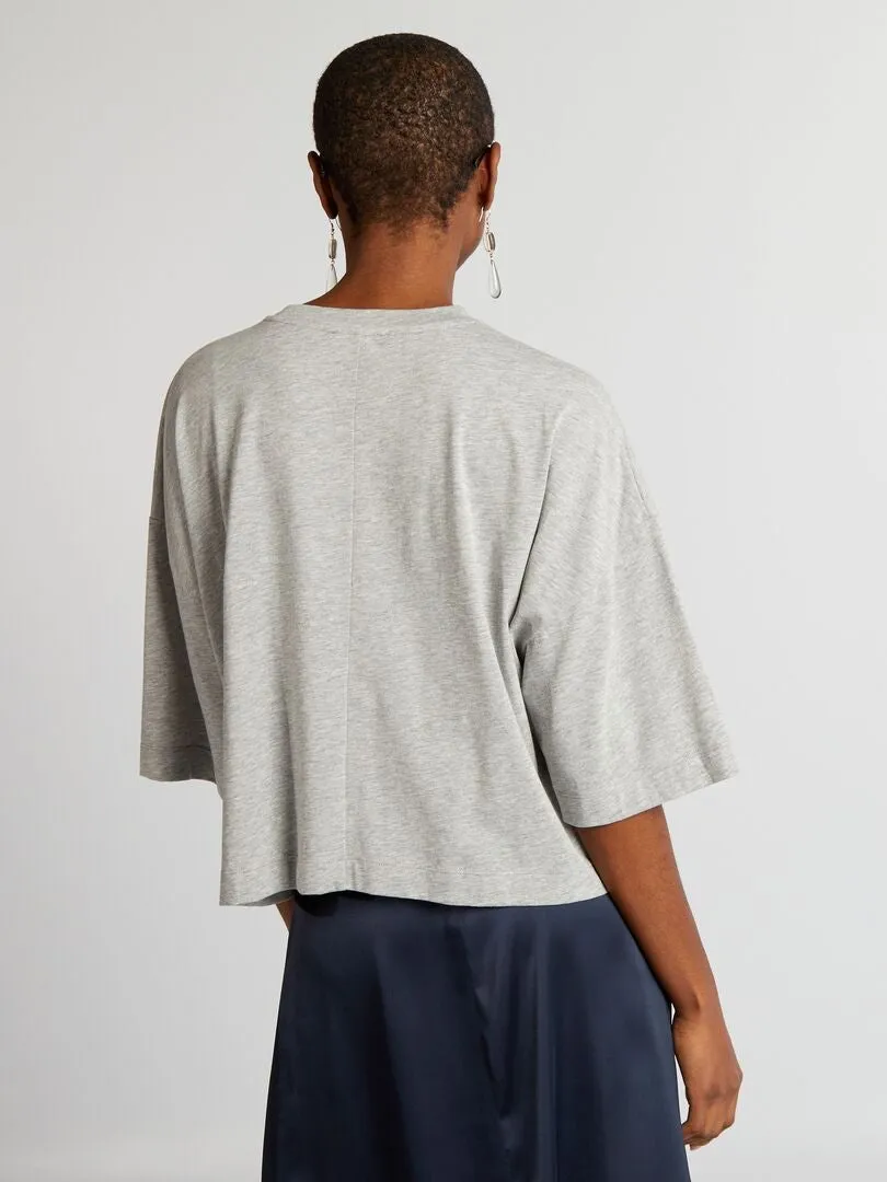 CAMISETA CON INSCRIPCIóN DE STRASS  GRIS