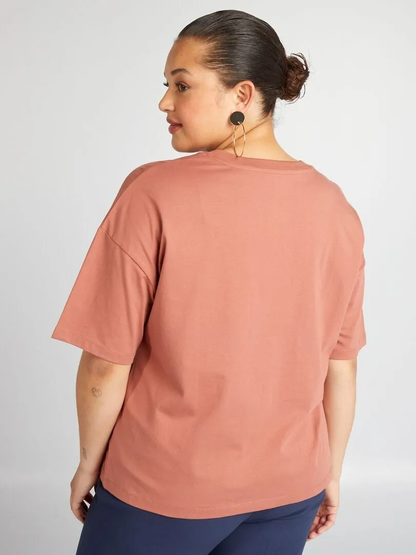 CAMISETA DE ALGODóN DE MANGA CORTA  ROSA