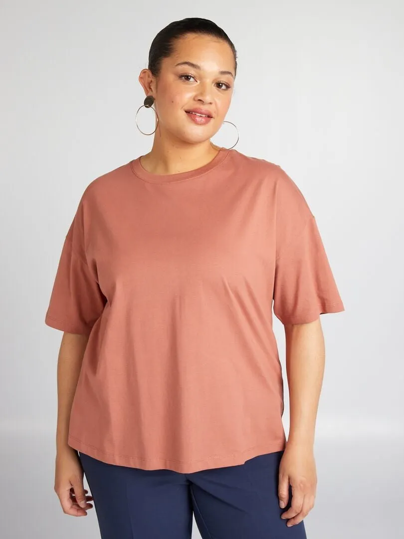 CAMISETA DE ALGODóN DE MANGA CORTA  ROSA