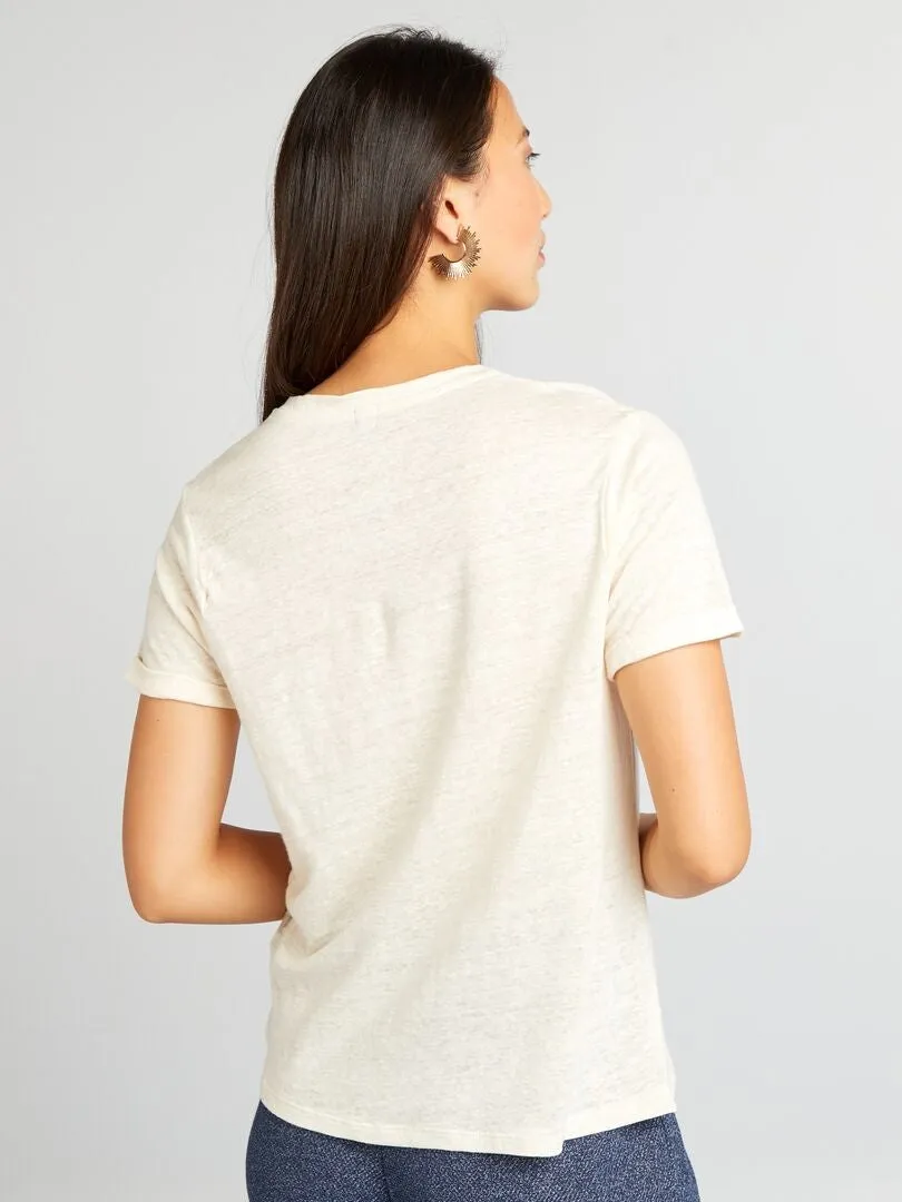 CAMISETA DE LINO  BLANCO