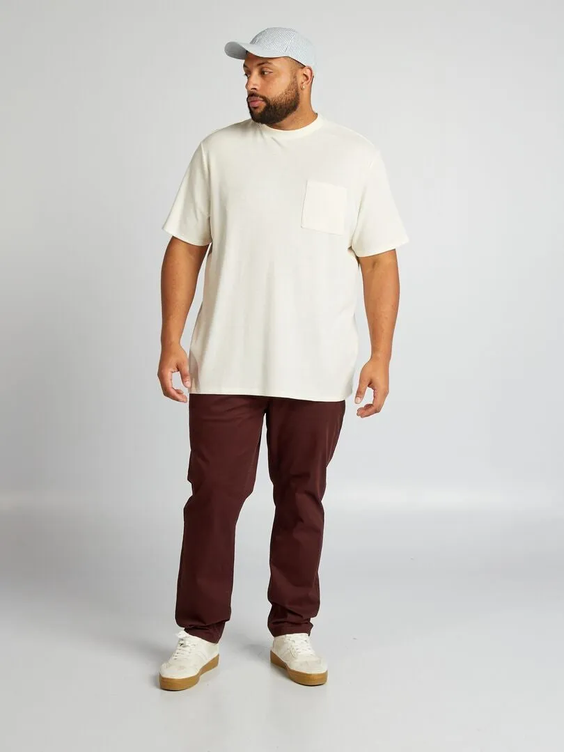 CAMISETA DE MANGA CORTA DE NIDO DE ABEJA  BLANCO