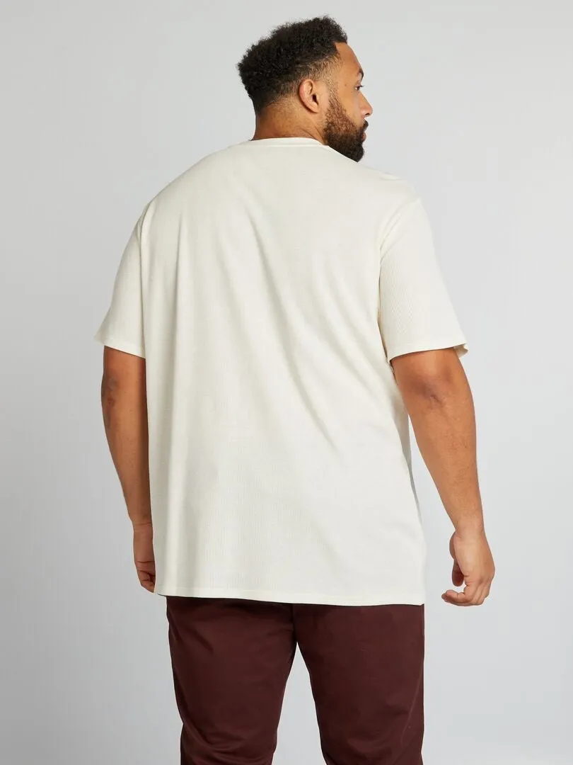 CAMISETA DE MANGA CORTA DE NIDO DE ABEJA  BLANCO
