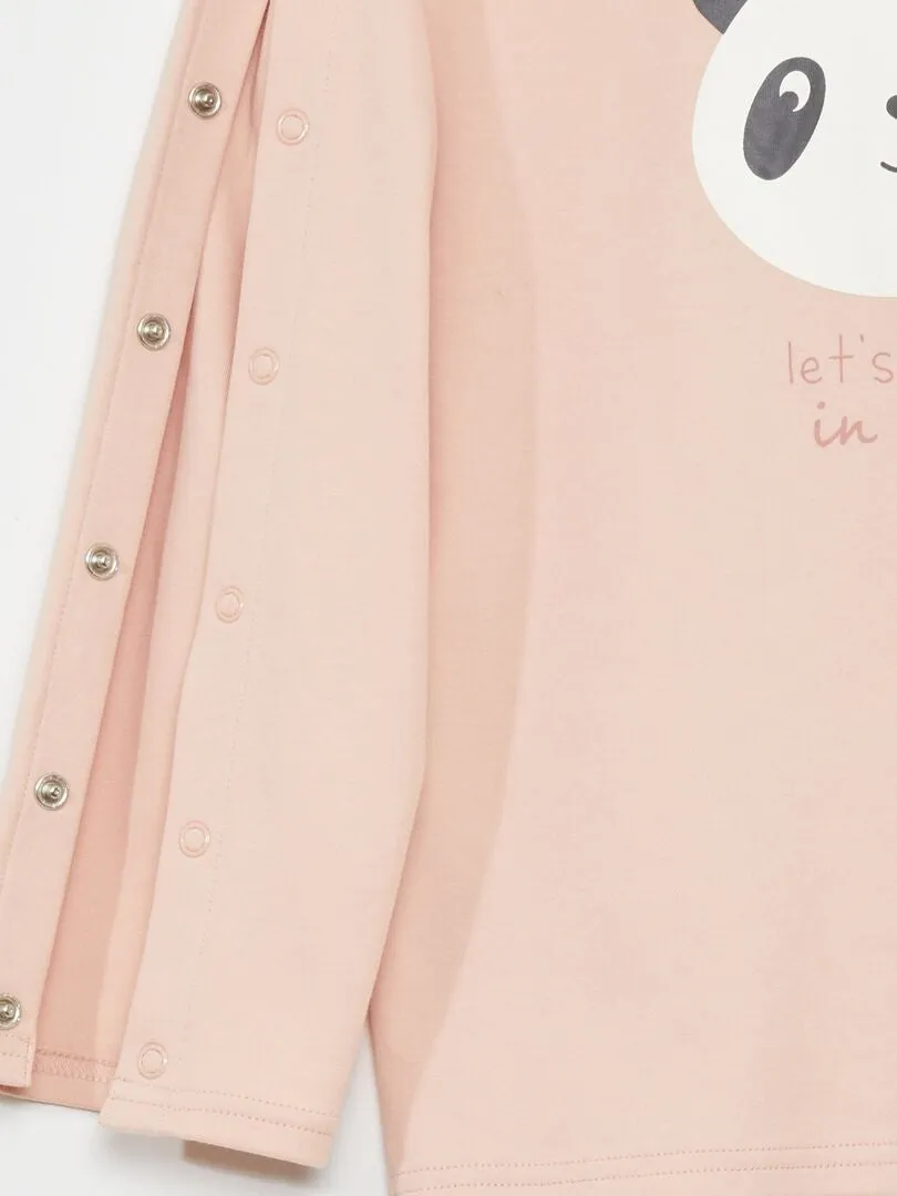 CAMISETA DE MANGA LARGA CON AUTOMáTICOS  SO EASY  ROSA