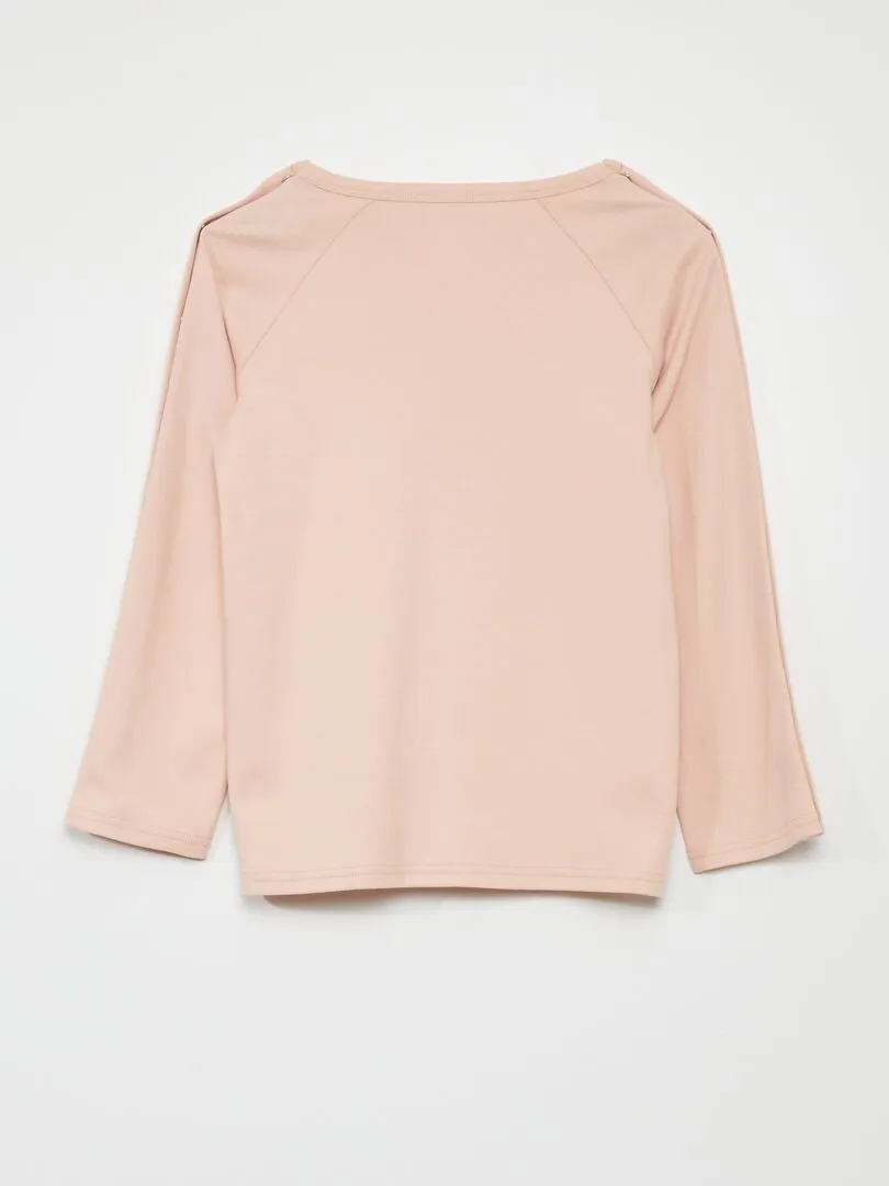 CAMISETA DE MANGA LARGA CON AUTOMáTICOS  SO EASY  ROSA