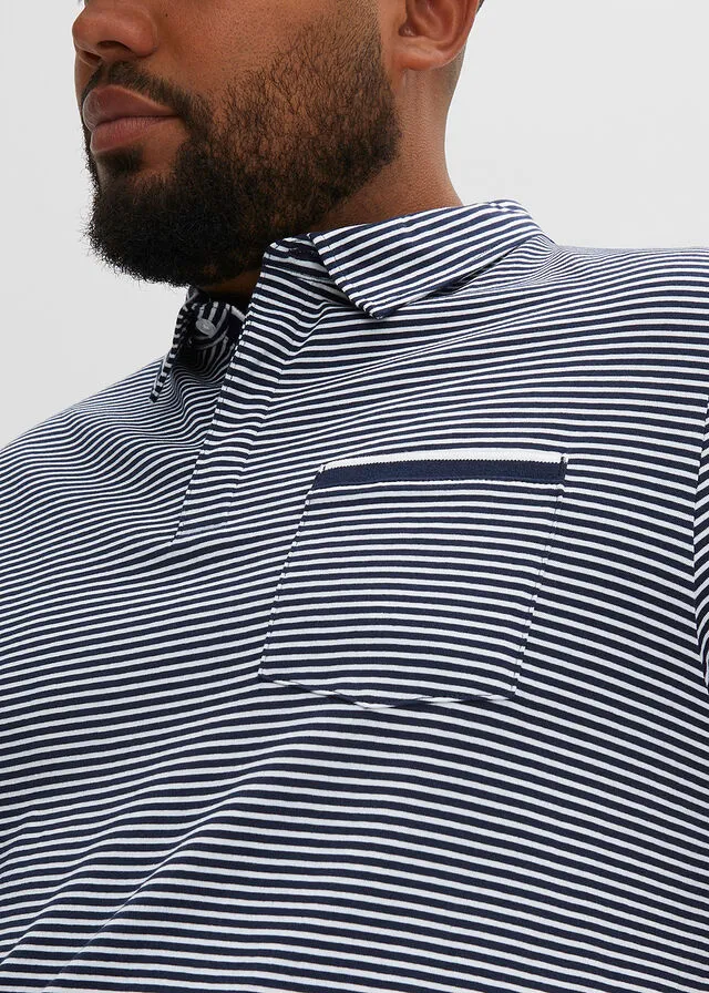 CAMISETA DE TIPO POLO AZUL MARINOBLANCO DE RAYAS