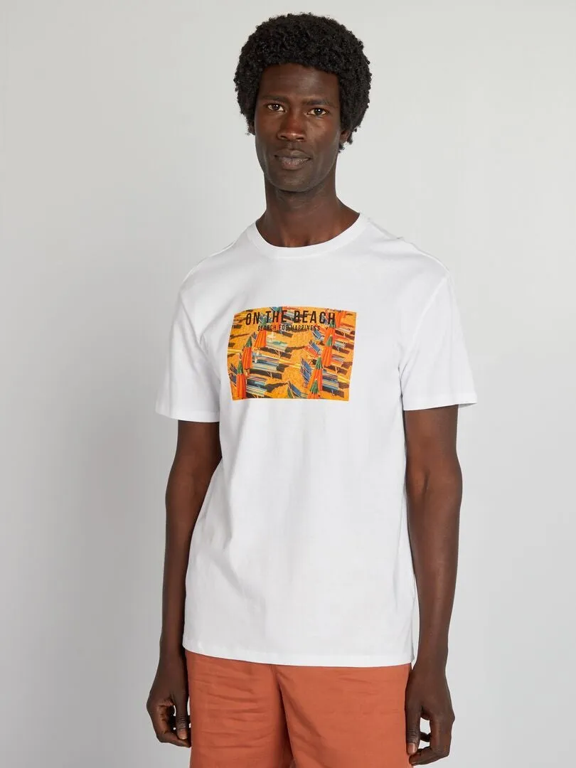 CAMISETA ESTAMPADA DE MANGA CORTA  BLANCO