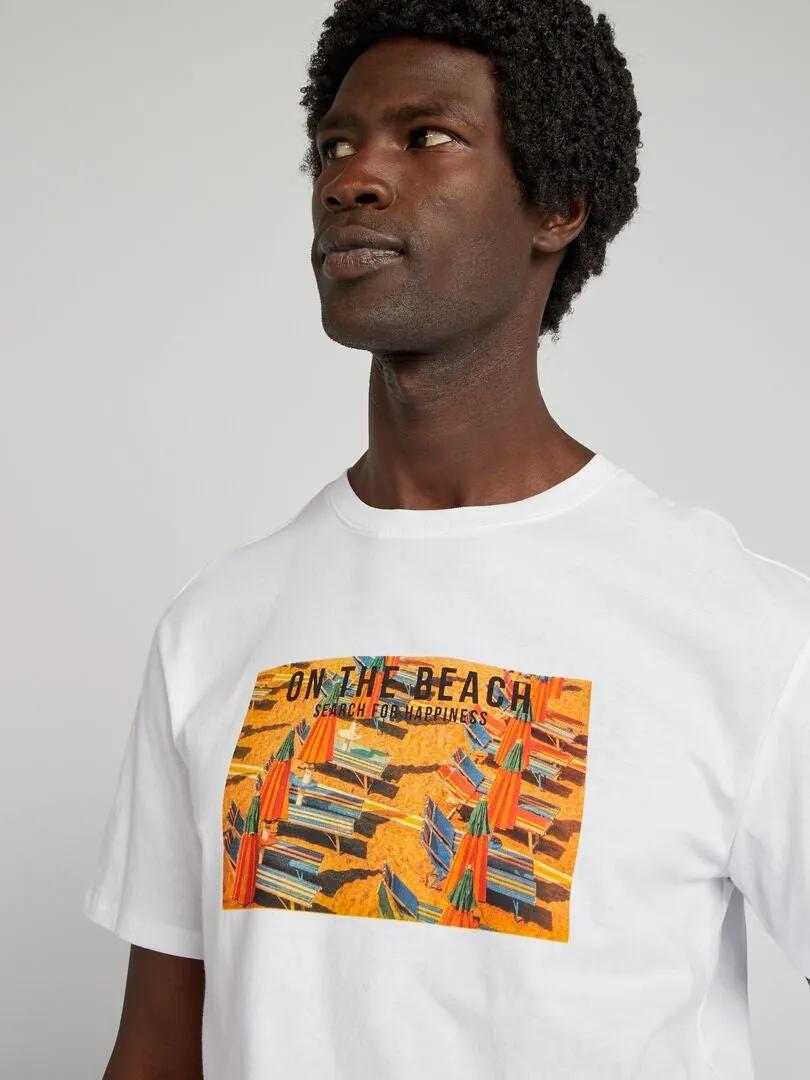 CAMISETA ESTAMPADA DE MANGA CORTA  BLANCO