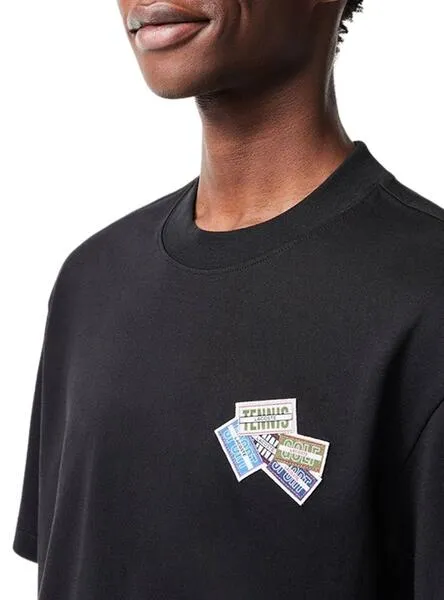 Camiseta Lacoste Punto Grueso Negro para Hombre