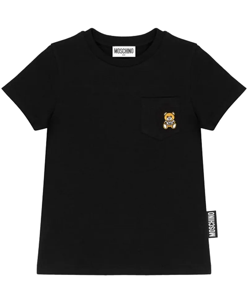 Camiseta MOSCHINO Negra Bolsillo Teddy
