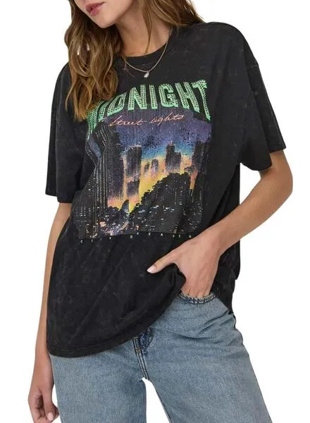 Camiseta Only Lucca Midnight Negro para Mujer