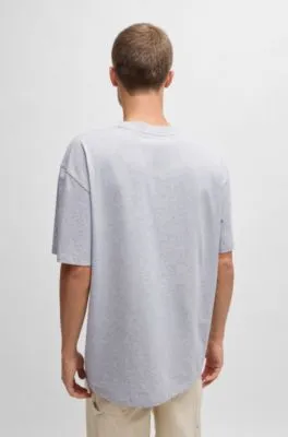 Camiseta oversize fit de punto de algodón con eslóganes estampados