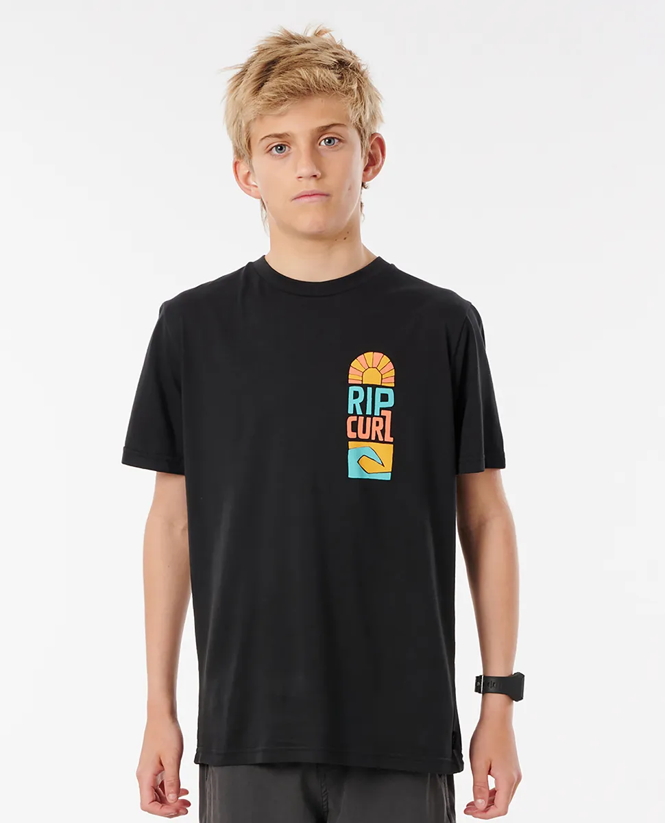 Camiseta RIP CURL manga corta niño surfera Oceanz Boy black Ref. KTEZT9 negra