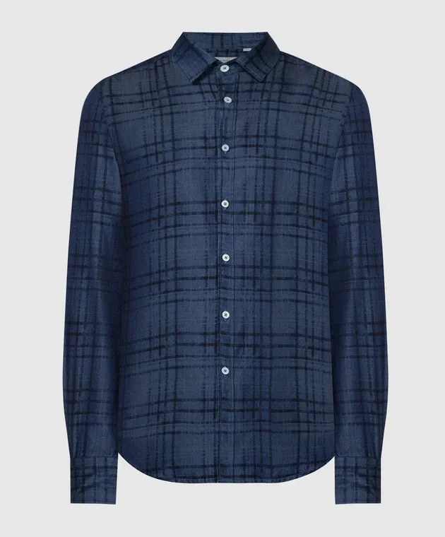 Canali Blue checked shirt