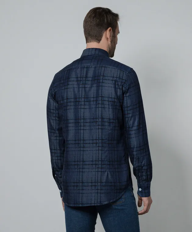 Canali Blue checked shirt