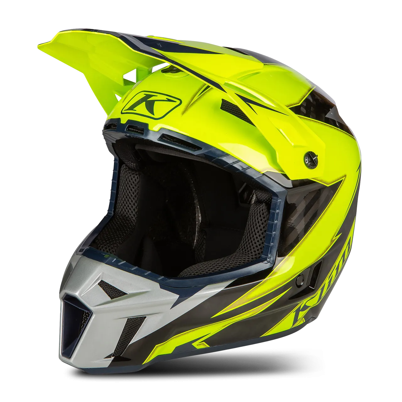 Casco de Cross Klim F3 Carbon Lightning HiVis