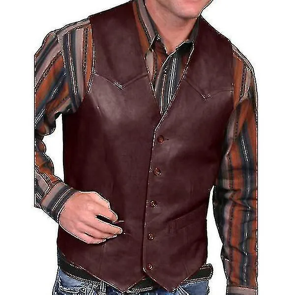 Chaleco de imitación de cuero vaquero de moda de otoño para hombre