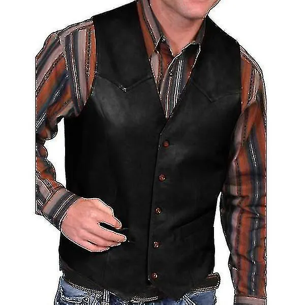 Chaleco de imitación de cuero vaquero de moda de otoño para hombre