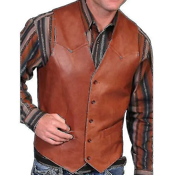 Chaleco de imitación de cuero vaquero de moda de otoño para hombre