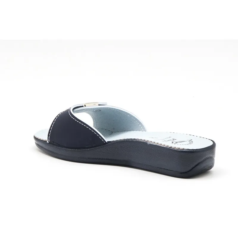 Chanclas con hebilla dorada ajustable en azul marino