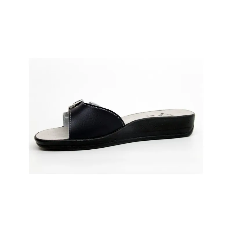 Chanclas con hebilla dorada ajustable en azul marino