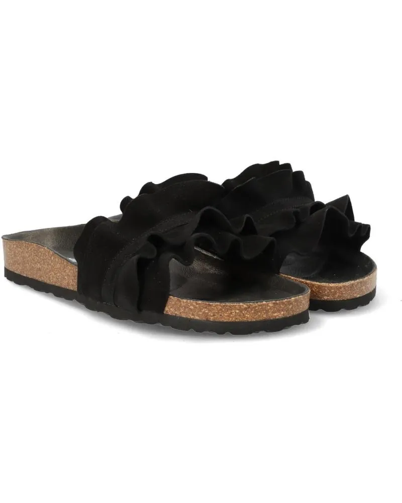 Chanclas de Mujer VERBENAS 3300620220 ROCIO SERRAJE VOLANTE NEGRO NEGRO