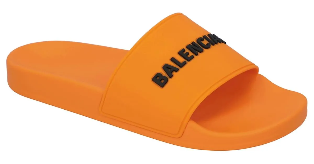 Chanclas de piscina Balenciaga Logo Naranja 