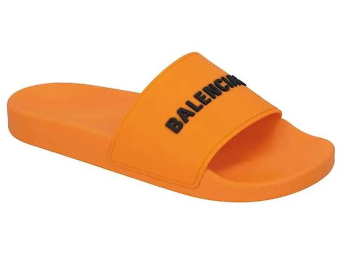 Chanclas de piscina Balenciaga Logo Naranja 