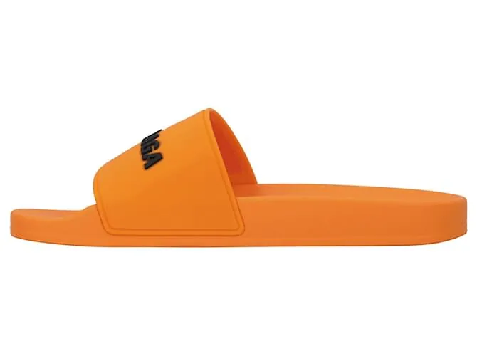 Chanclas de piscina Balenciaga Logo Naranja 